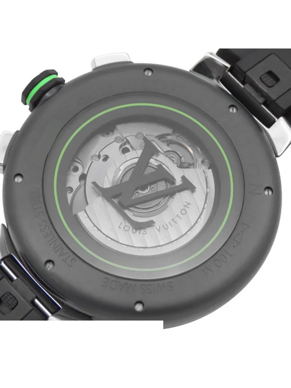 Louis Vuitton Tambour Chronograph Damier Graphite Lace Black SS Rubber Watch